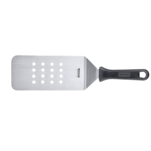 20CM PERFORATED CURVED SPATULA WITH BLACK HANDLE