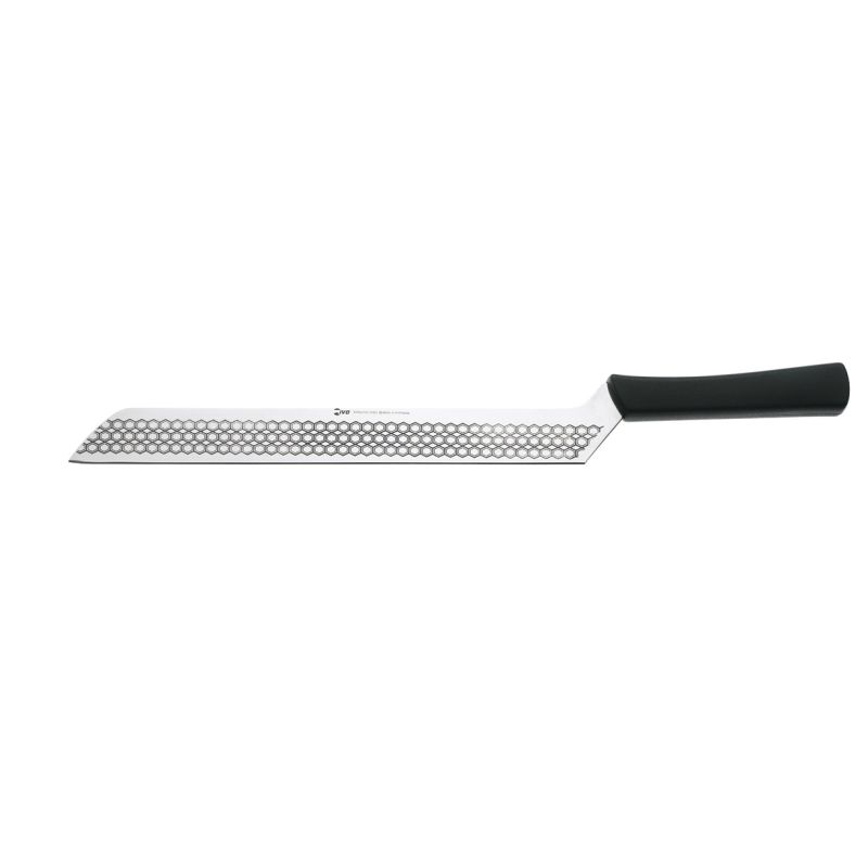 Cheese knife 26CM with black handle and stainless steel blade for cheeses.