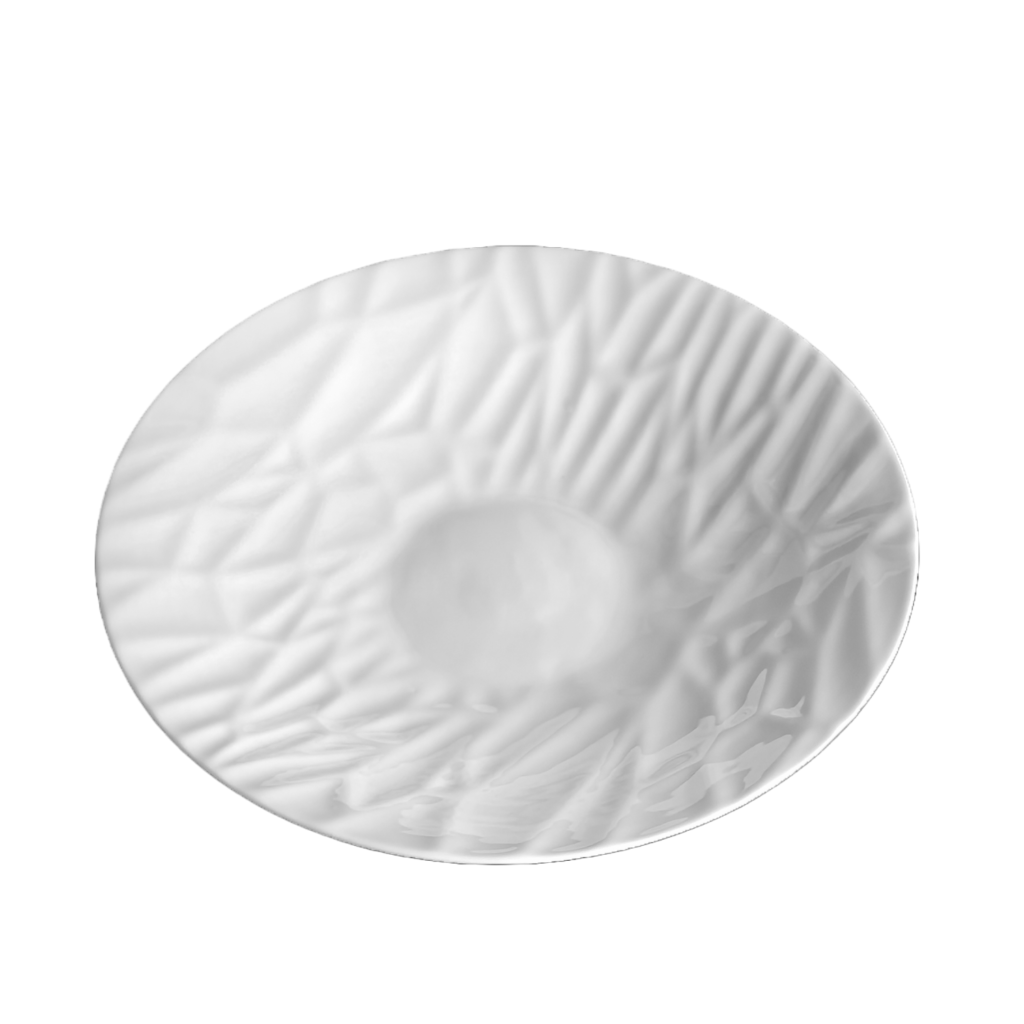 Ice Carved Shallow Bowl in White