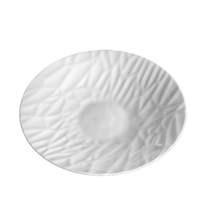 Ice Carved Shallow Bowl in White